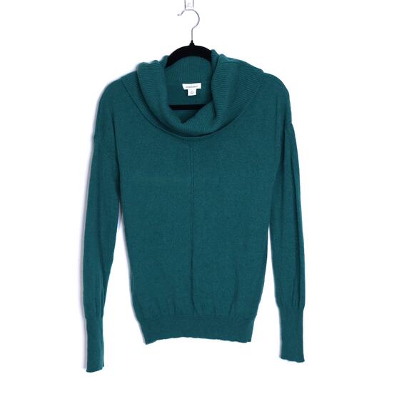 SUNDANCE Cowl Neck Cashmere Sweater Teal Oversized Long Sleeve Women's XS - Picture 2 of 9